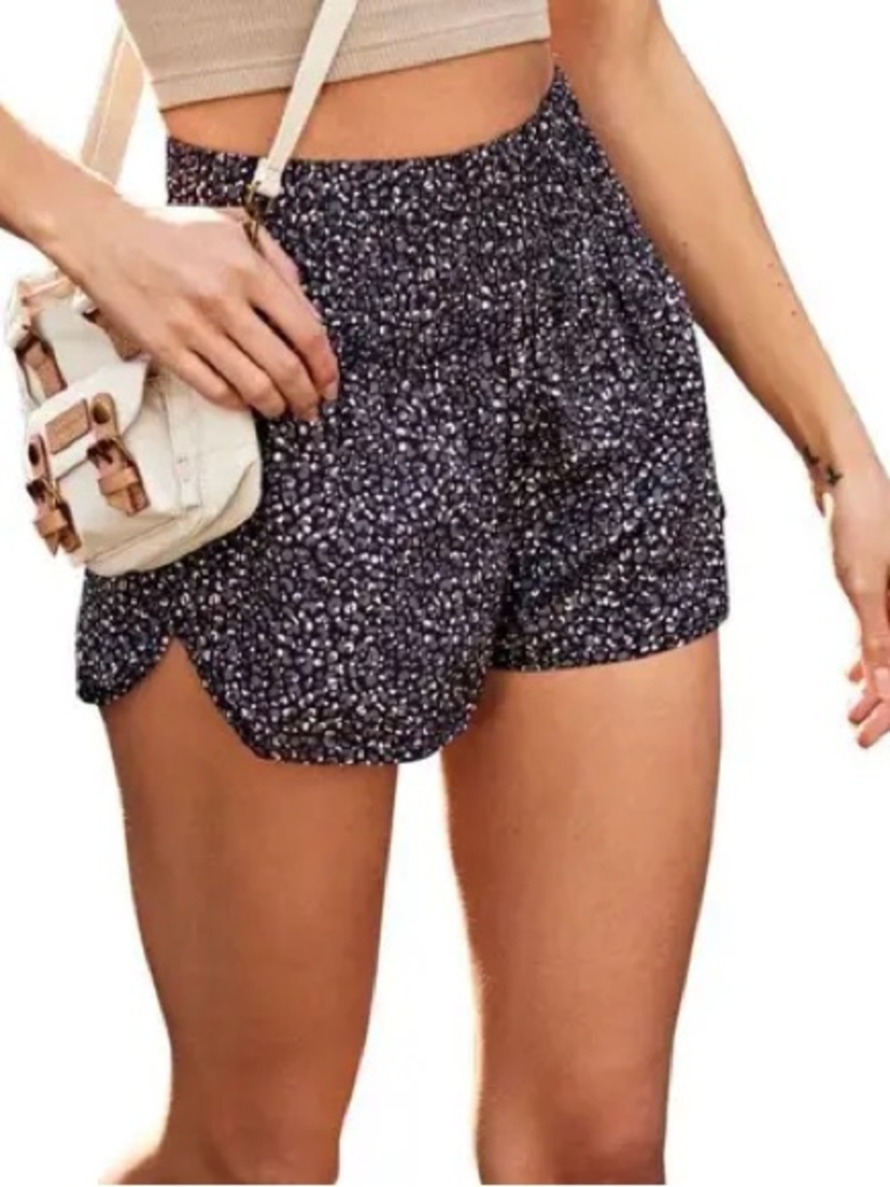 Free People FP Movement "The Way Home" shorts in a black leopard print